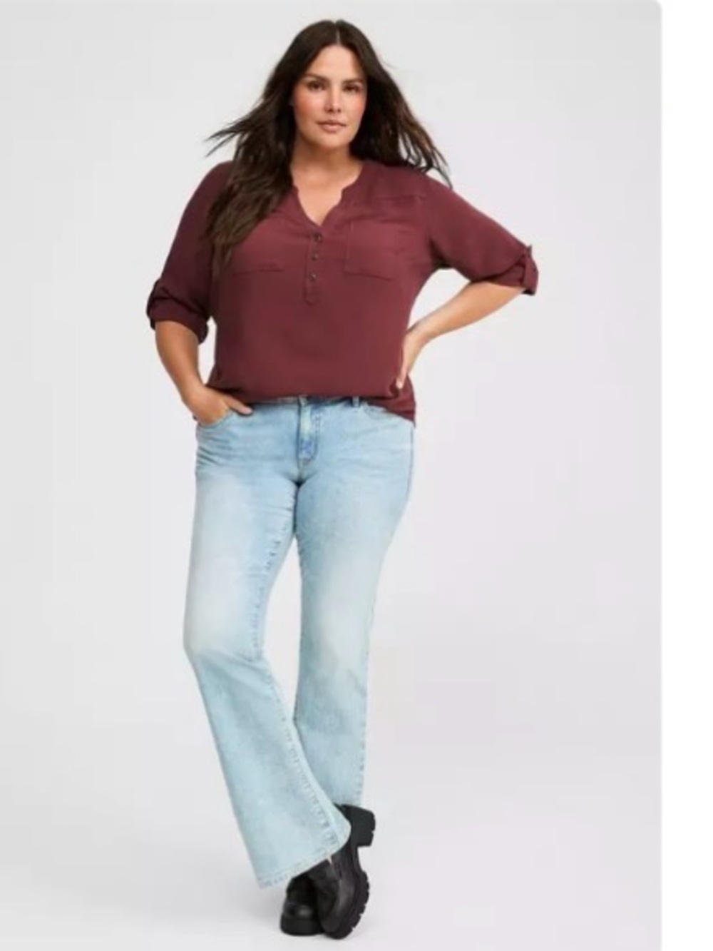 Torrid Harper Challis Burgundy Top
